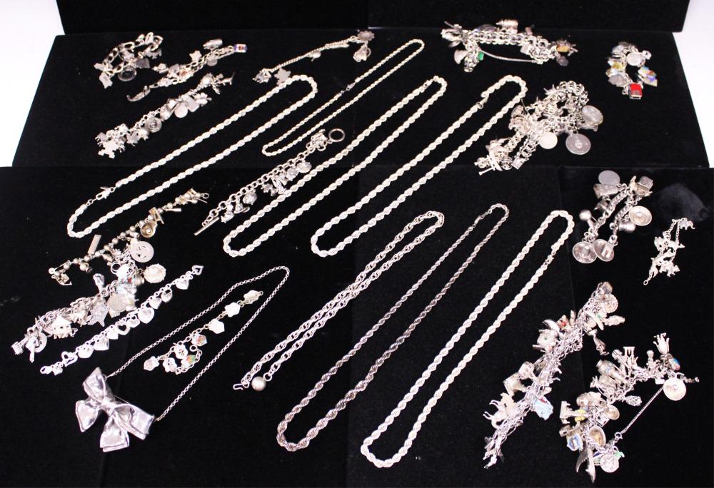 LOT OF (20+) STERLING SILVER CHARM BRACELETS (1 of 6)