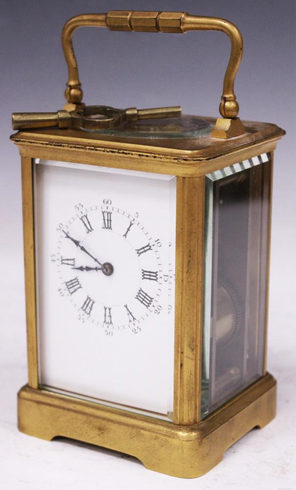 FRENCH BRASS CARRIAGE CLOCK W/ BELL, 5 1/4" (1 of 3)