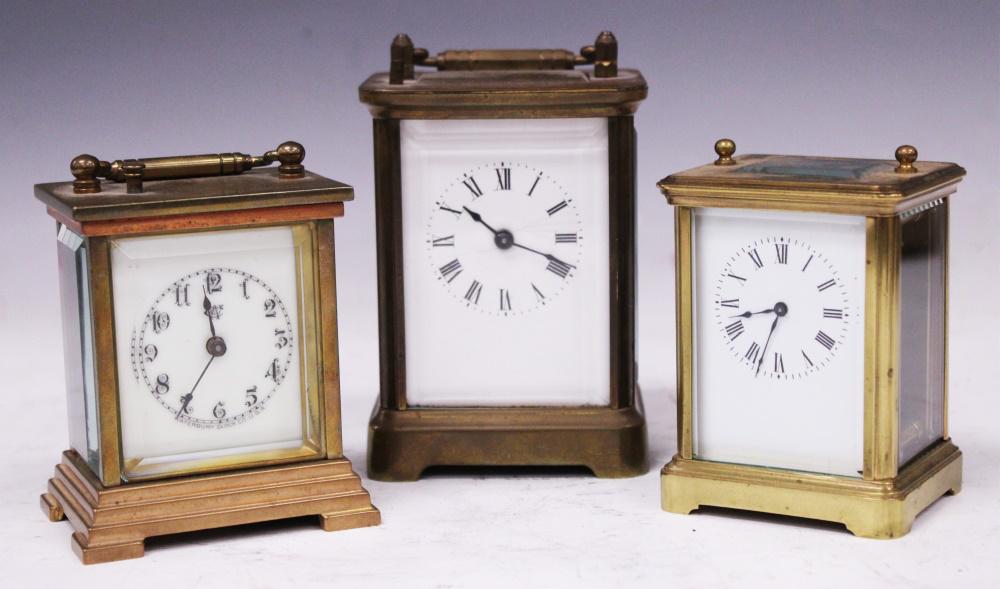 LOT OF (3) FRENCH BRASS CARRIAGE CLOCKS (1 of 6)