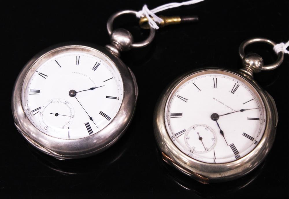 LOT OF (2) VINTAGE OPEN FACE SILVER POCKET WATCHES (1 of 2)