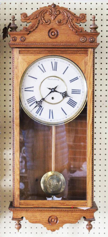WATERBURY OAK TRAY CLOCK (1 of 5)