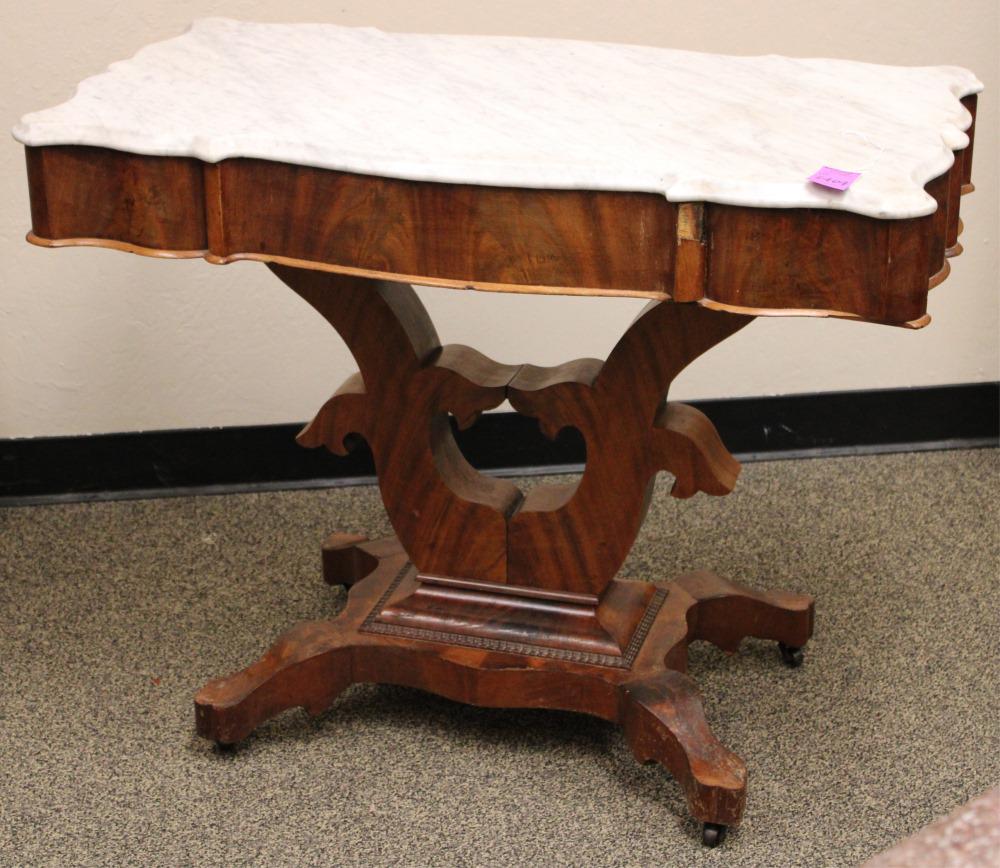VINTAGE MAHOGANY MARBLE TOP TABLE (1 of 2)