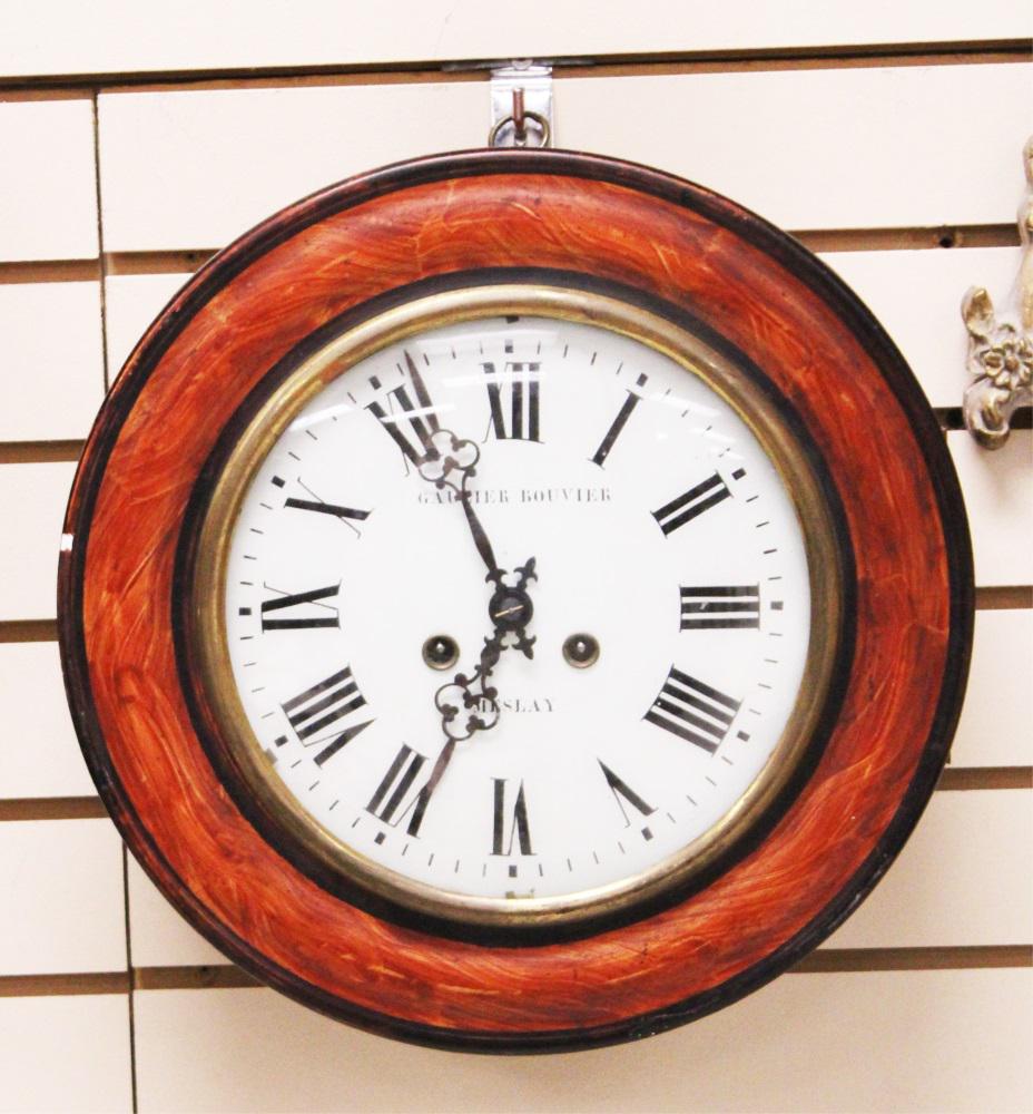 FRENCH ROUND GALLERY CLOCK, 15" (1 of 2)