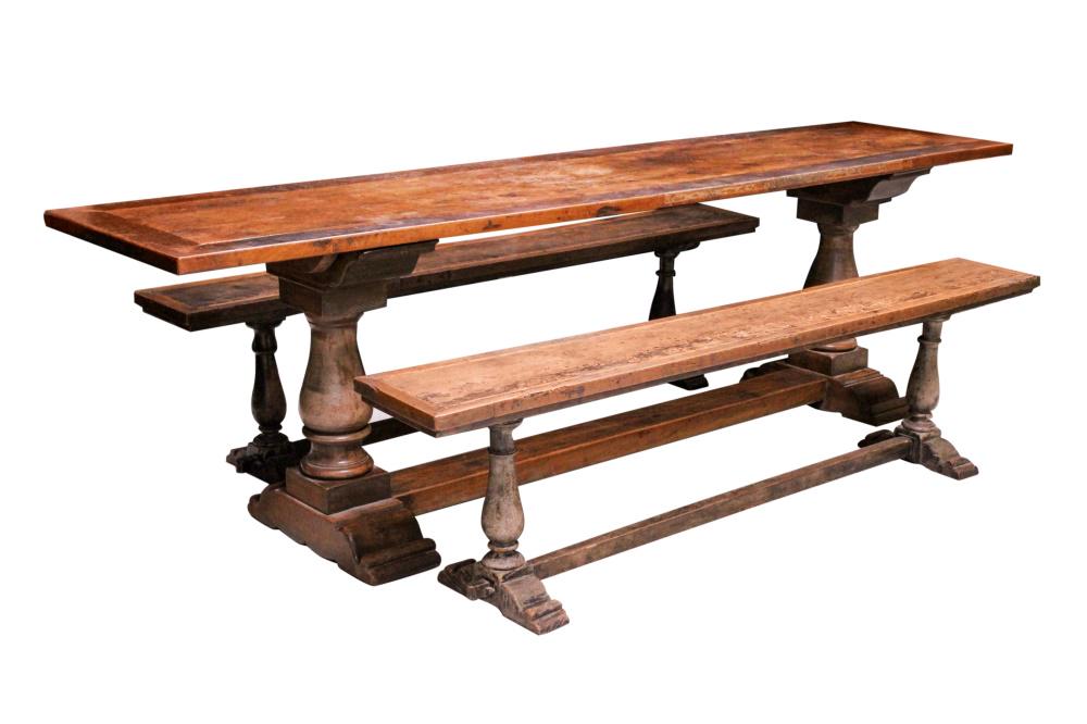 ITALIAN 18TH/19TH C. WALNUT DINING TABLE W/BENCHES (1 of 13)