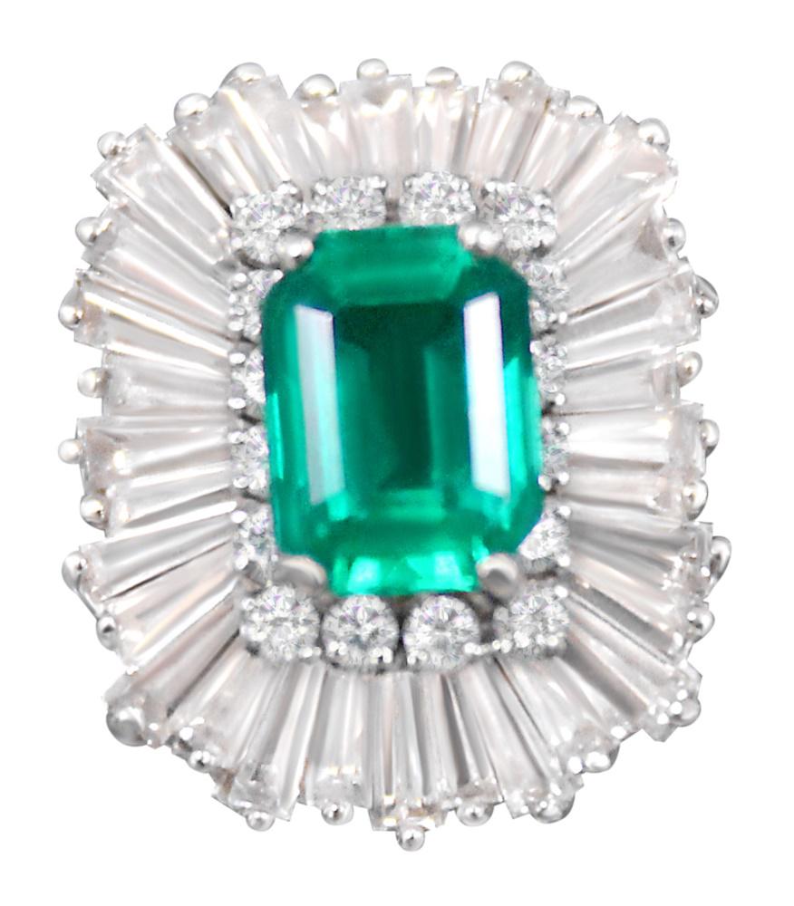 LADYS PLATINUM DIAMOND RING W/ COLORED STONE (1 of 7)