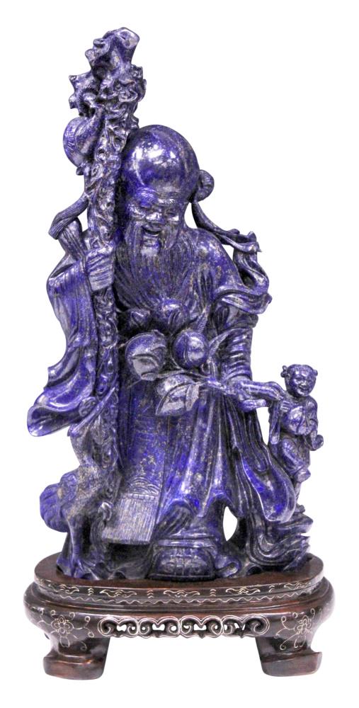 CHINESE LAPIS LAZULI LOHAN FIGURAL CARVING (1 of 7)