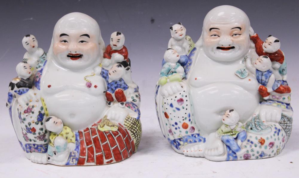 LOT (2) VINTAGE CHINESE SEATED BUDDHAS (1 of 4)