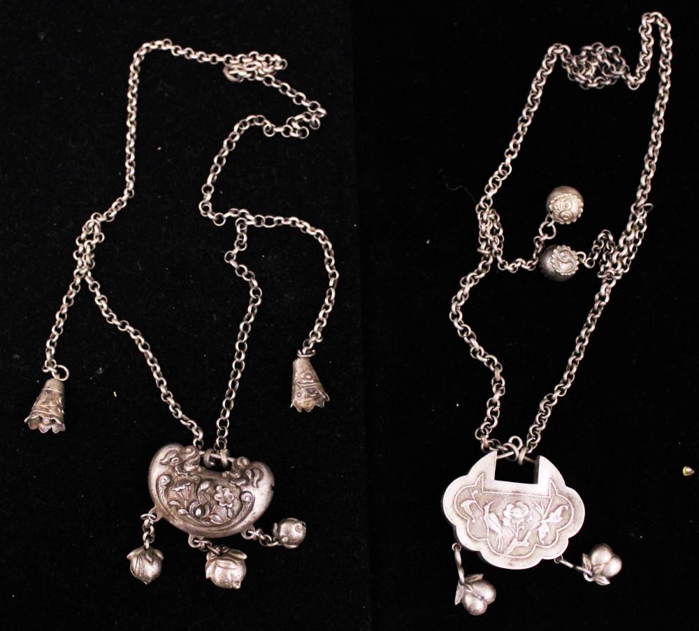 (2) CHINESE VINTAGE SILVER COURT NECKLACES (1 of 3)
