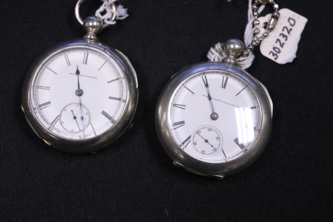LOT  (2) ELGIN SILVERROID OPEN FACE POCKETWATCHES (1 of 2)
