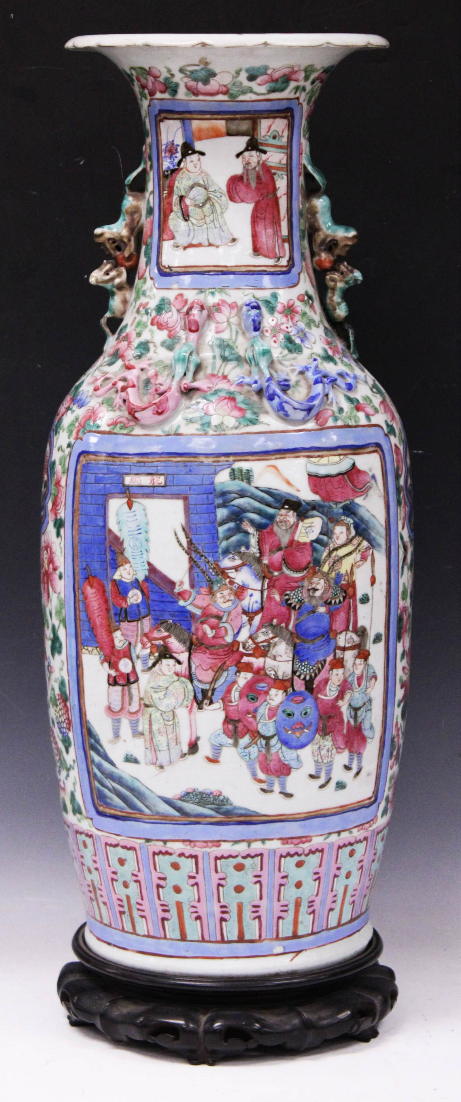 QING DYNASTY PORCLEAIN FLOOR VASE W/ STAND (1 of 9)