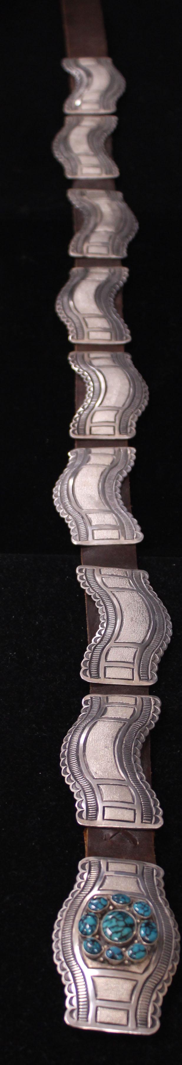 NATIVE AMERICAN SILVER CONCH BELT (1 of 8)