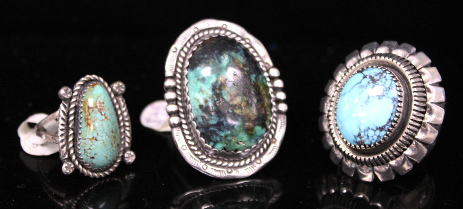 NATIVE AMERICAN TURQUOISE SILVER RING, LOT OF (3) (1 of 2)