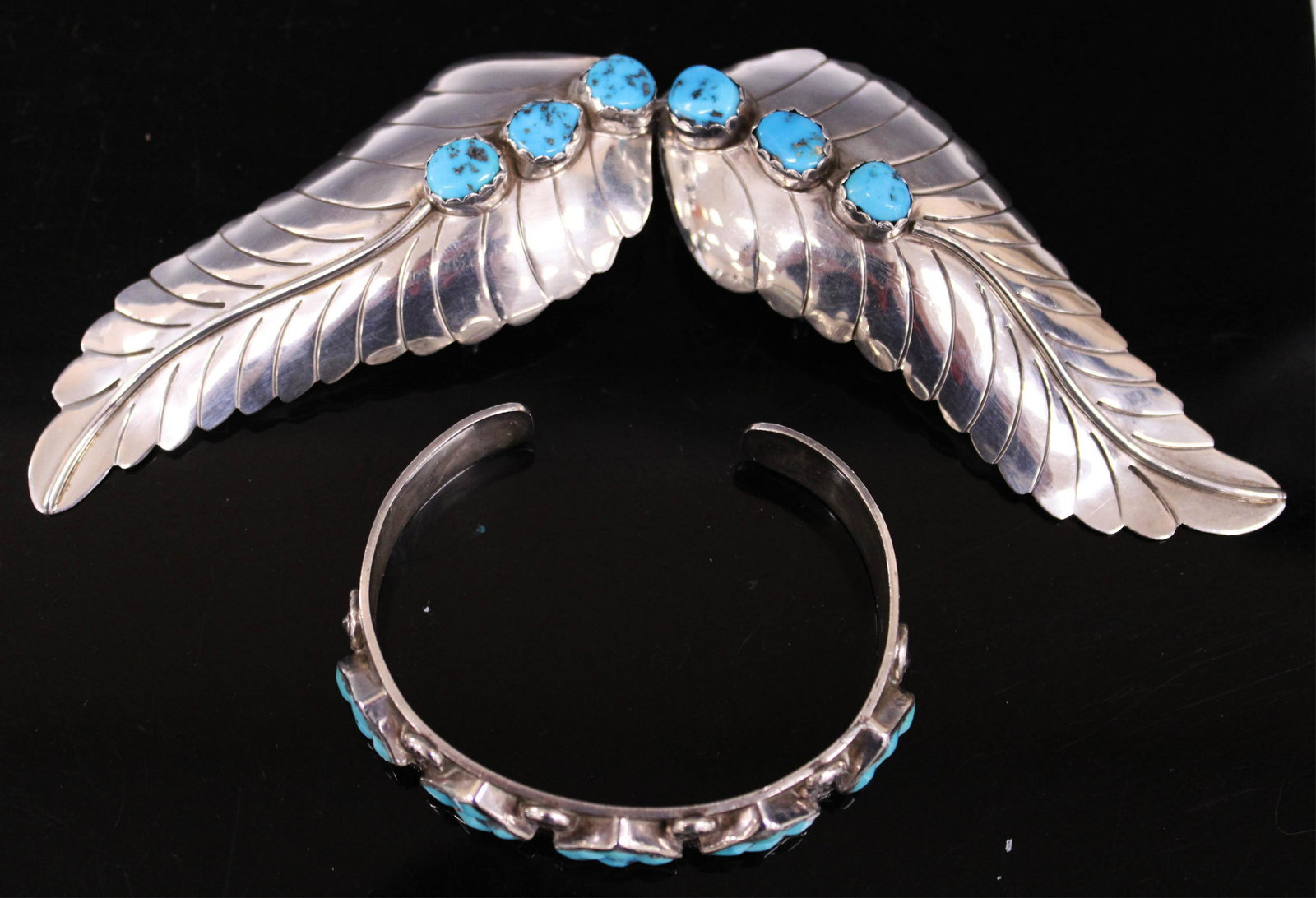 NATIVE AMERICAN SILVER JEWELRY, (2) PCS. (1 of 5)