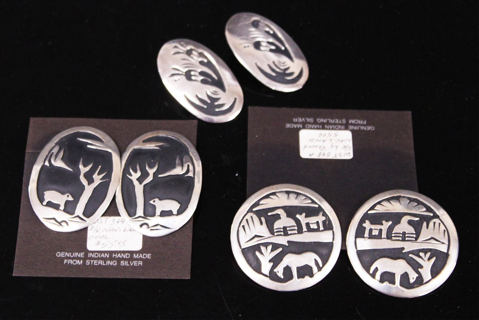 NATIVE AMERICAN NAVAJO SILVER EARRING SETS (1 of 2)