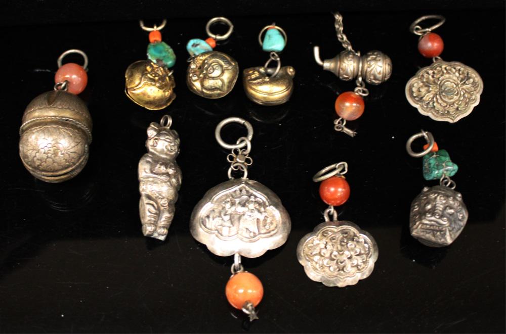 CHINESE (10) VINTAGE SILVER PENDANTS (1 of 2)