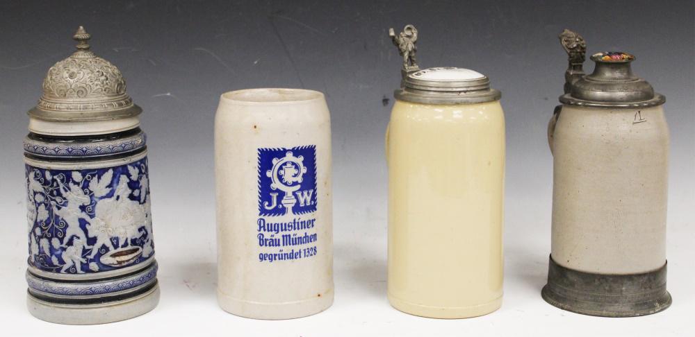 LOT OF (4) VINTAGE GERMAN BEER STEINS (1 of 4)