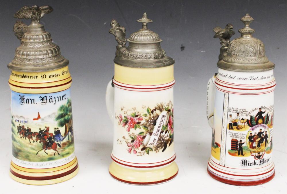 LOT OF (3) GERMAN REGIMENTAL PORCELAIN STEINS (1 of 5)