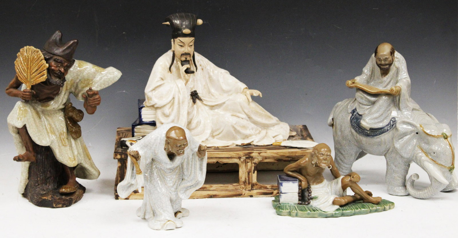 LOT OF (5) CHINESE POTTERY FIGURAL STATUES (1 of 7)