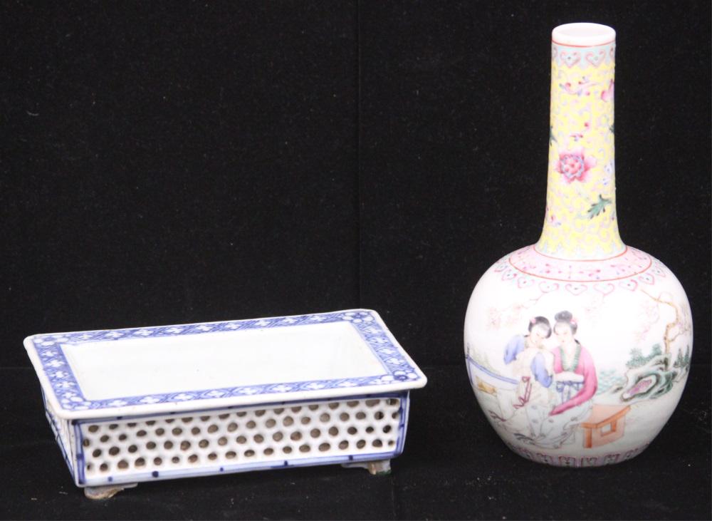 CHINESE PORCELAIN VASE & PLANTER, LOT OF (2) (1 of 6)