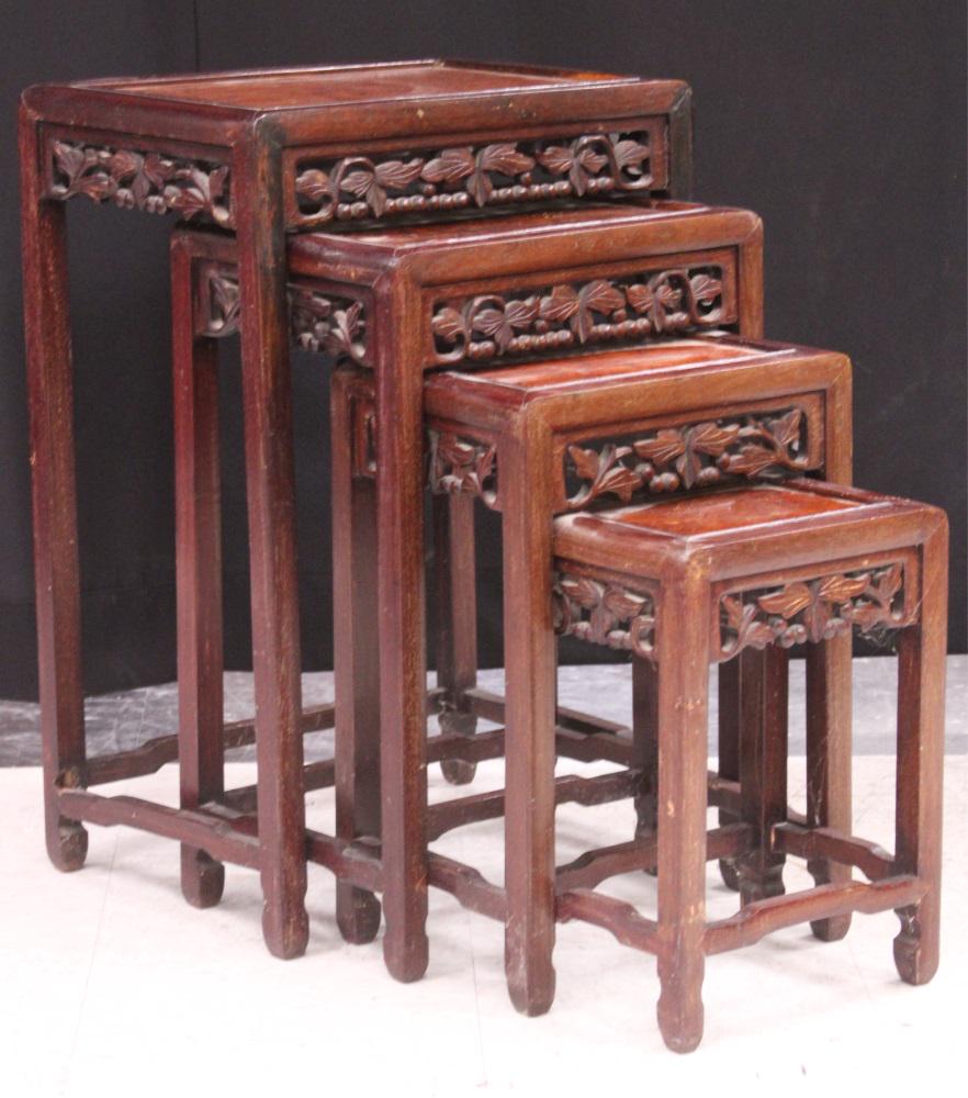 CHINESE VINTAGE STACKING CARVED WOOD TABLES (1 of 2)
