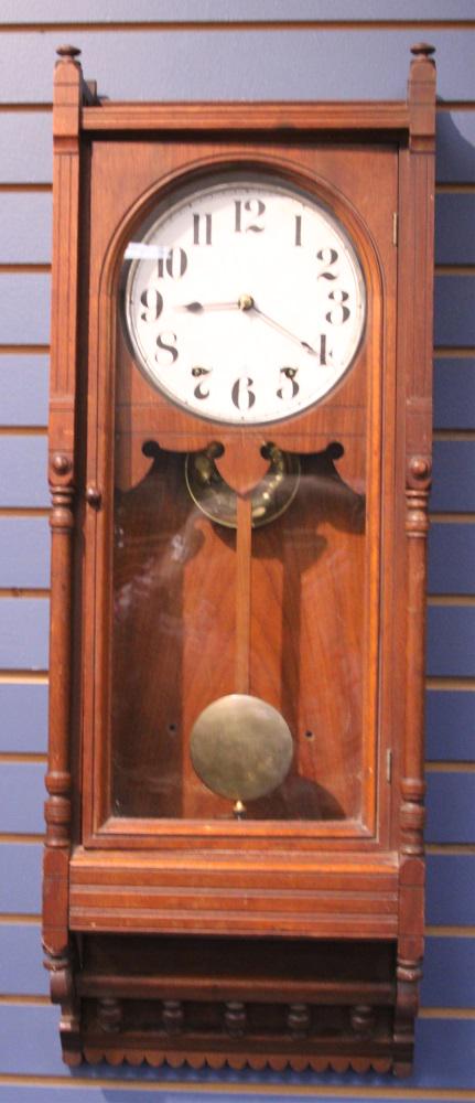 SETH THOMAS WALNUT WALL CLOCK, 19TH C. (1 of 2)