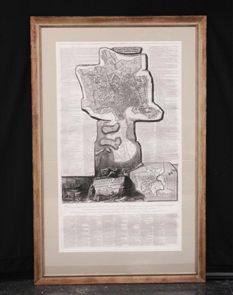 GIOVANNI BATTISTIA PIRANESI (1720-1778) MAP OF ROME: Sight- 28" x 48" Overall- 41" x 63" Condition appears good all over.
