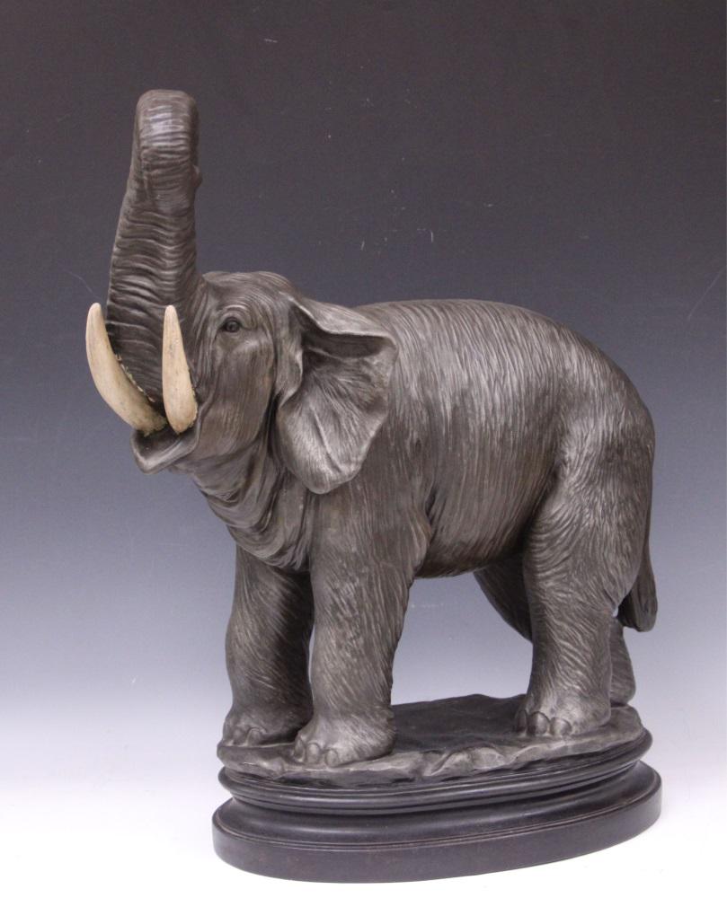 PORCELAIN  STATUE OF ELEPHANT,  (1880) B. LEY (1 of 5)