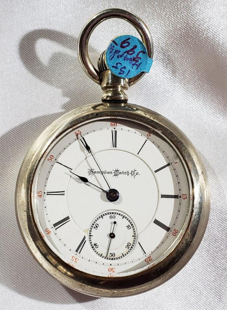 HAMPDEN WATCH CO. SPINGFIELD POCKET WATCH: Movement #451682 Silverod case Enameled outer case with Rider on Horse