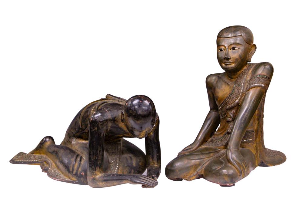 SOUTHEAST ASIAN JEWELED & PAINTED STATUES: Height- 13"- 19" Length- 20" - 28" Buyer is responsible to arrange shipment of this lot with 3rd party shipper. Please view our list of 3rd party shippers.