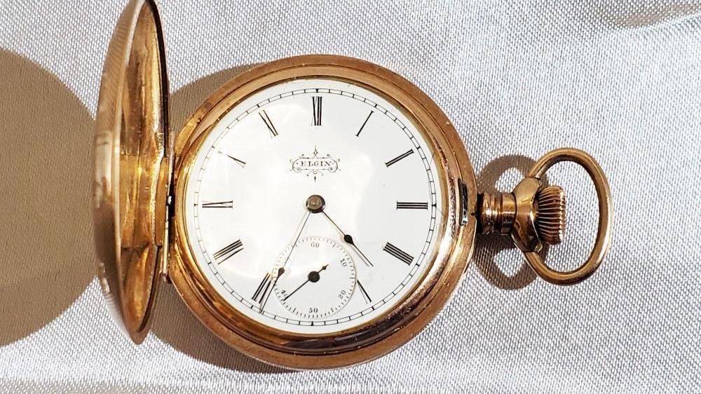 ELGIN GOLD ENGRAVED POCKET WATCH: â€¦