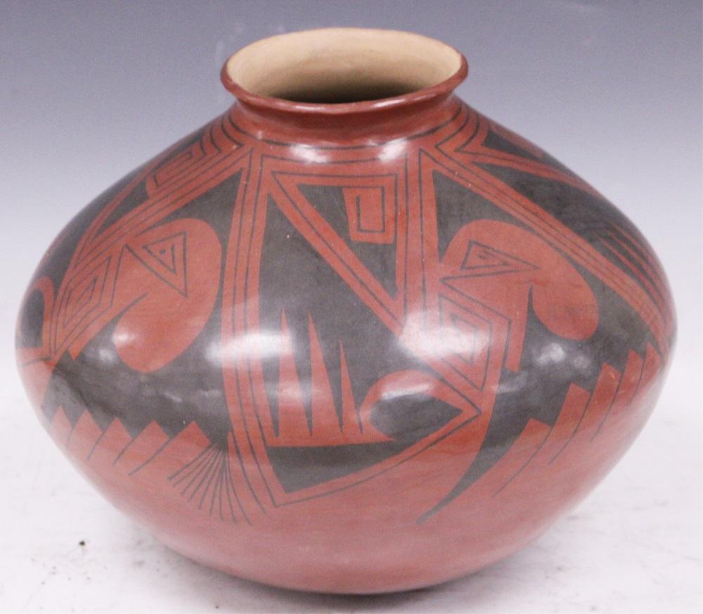 CASAS GRANDE PAINTED JAR: Height- 8 1/2" Diameter- 12"