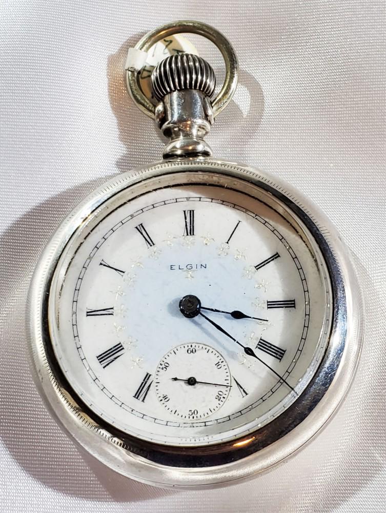 ELGIN STERLING (17 J) GOLD ENGRAVED POCKET WATCH (1 of 2)