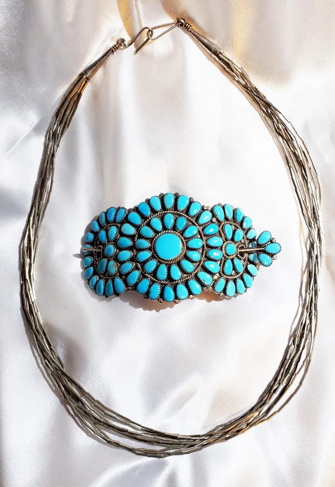 NATIVE AMERICAN SILVER NECKLACE, HAIR TIE: â€¦