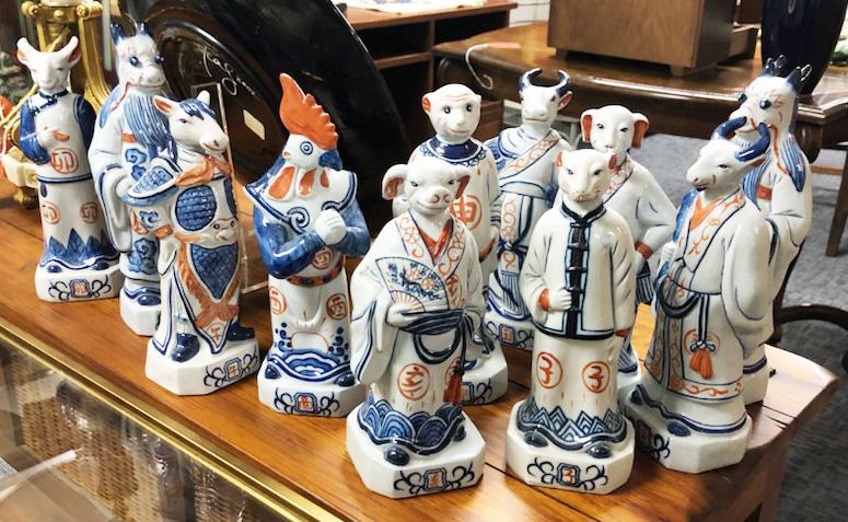 LOT OF (11) CHINESE STYLE POTTERY FIGURES: Height- 10"