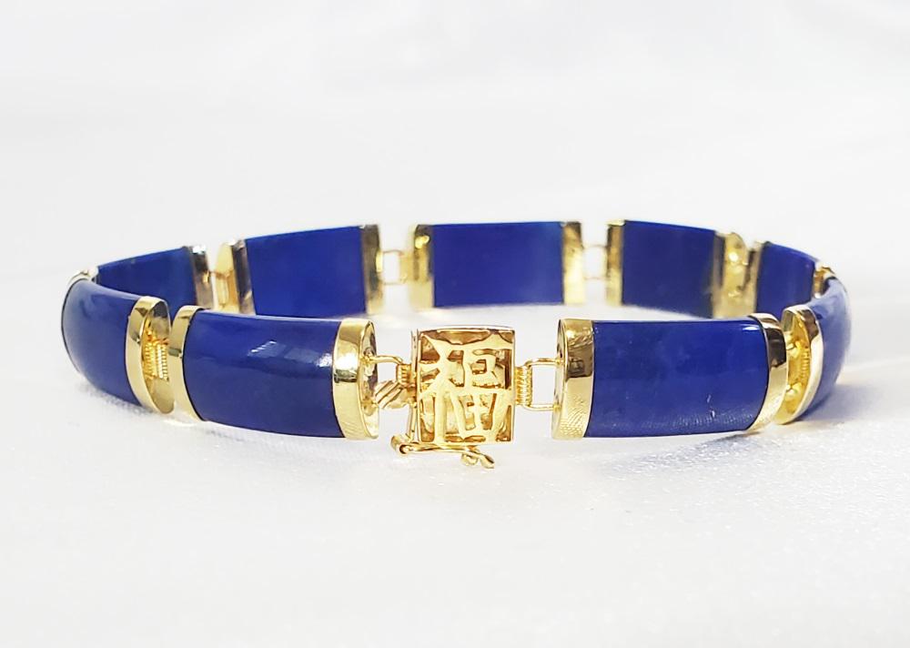 LADYS LAPIS LAZULI 14KT LINK BRACELET (1 of 11)