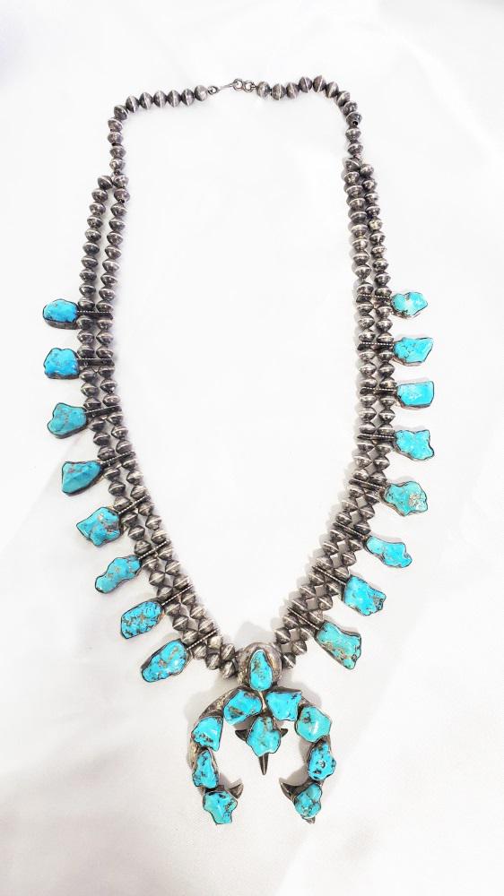 NATIVE AMERICAN TURQUOISE SILVER NECKLACE (1 of 6)