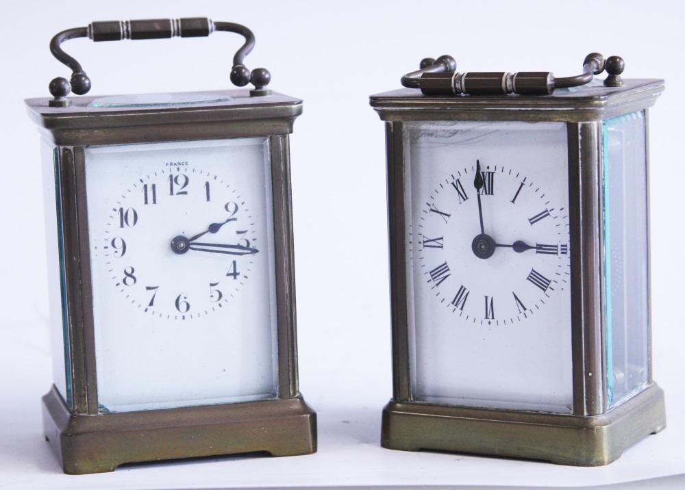 LOT OF (2) FRENCH BRASS CARRIAGE CLOCKS (1 of 1)