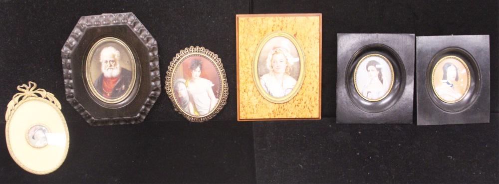 LOT OF (6) FRENCH STYLE MINIATURE PORTRAITS (1 of 7)