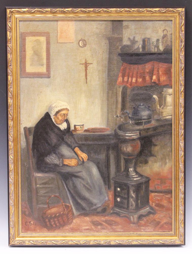 19TH C. INTERIOR PORTRAIT OIL ON CANVAS (1 of 2)