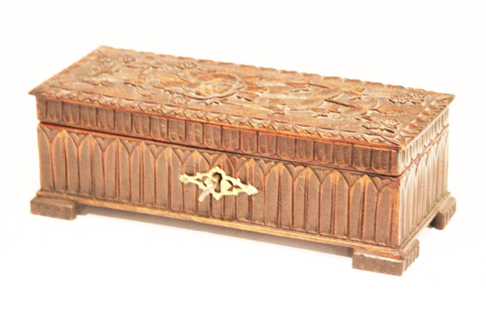 SWISS CARVED WOOD 19TH C. MUSIC BOX (1 of 4)
