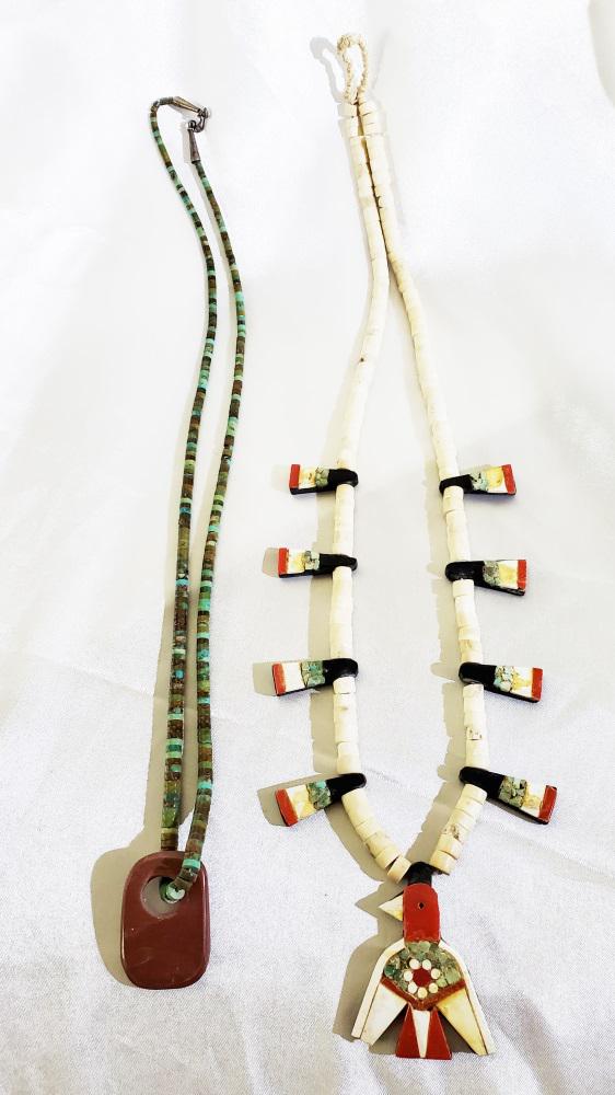 LOT OF (2) NATIVE AMERICAN INLAID NECKLACES: Weight- 106 grams Shipping U.S. $30 plus insurance