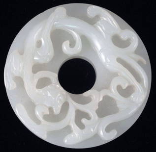 CHINESE WHITE JADE CARVING circa 19th century siz: CHINESE WHITE JADE CARVING circa 19th century size: 2 1/4"