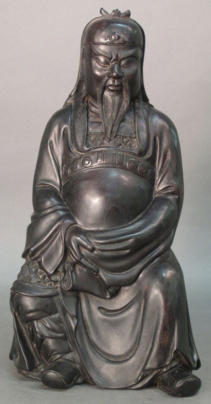 ZITAN CARVED WOOD FIGURE height: 14" : ZITAN CARVED WOOD FIGURE height: 14"
