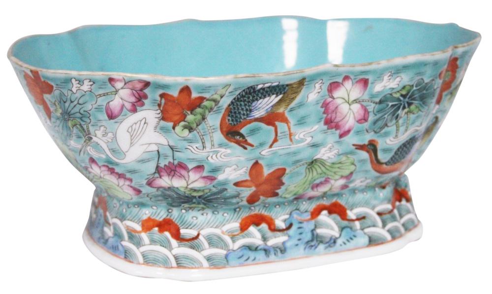 CHINESE VINTAGE PORCELAIN PAINTED STEM FOOT BOWL: Length- 9 1/2" Height- 4" Shipping U.S. $45 plus insurance
