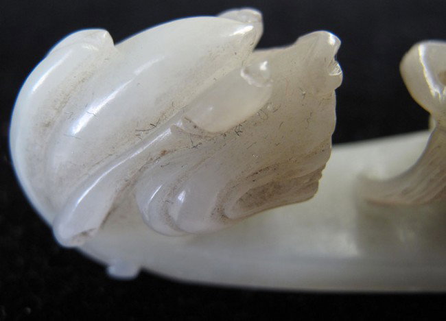 CHINESE CARVED JADE BELT HOOK length: 4 3/4" - 5