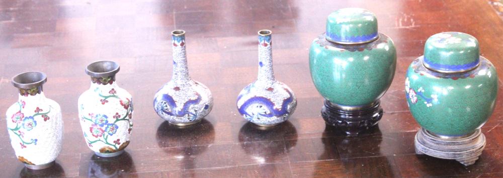 LOT OF VINTAGE CLOISSONE VASES: â€¦.