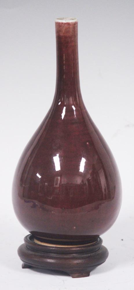 CHINESE QING DYNASTY SANG DE BOEUF GLAZE VASE: Height- 9" Shipping U.S. $45 plus insurance