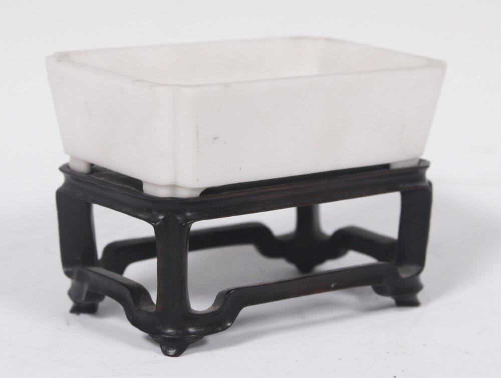 CHINESE CARVED STONE BRUSH POT W/ STAND (1 of 4)
