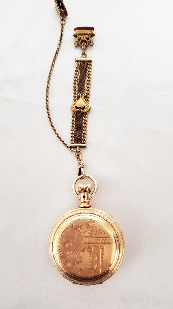 WALTHAM GOLD PLATED POCKET WATCH W/ FOB: Shipping U.S. $20 plus insurance