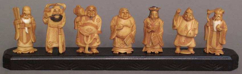 LOT OF (7) CARVED IVORY FIGURES with stand height: : LOT OF (7) CARVED IVORY FIGURES with stand height: 1 7/8"-2 1/8" note: minor loss to one figure
